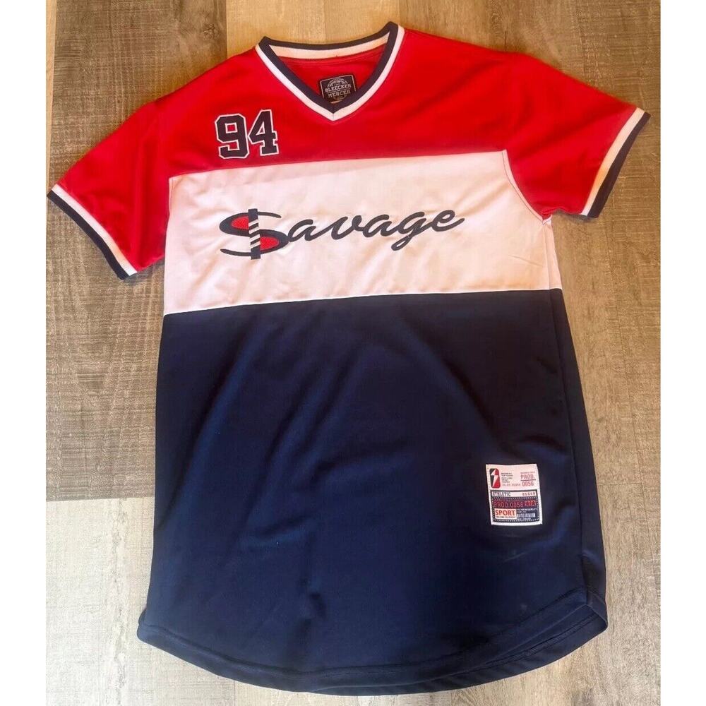 Bleecker & Mercer Savage T Shirt Men Large Multi Athletic Fit V Neck Rounded Hem